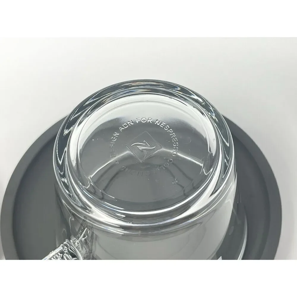 Nespresso View Lungo Glass Espresso Demitasse Cups Melamine Saucers Set Of 2